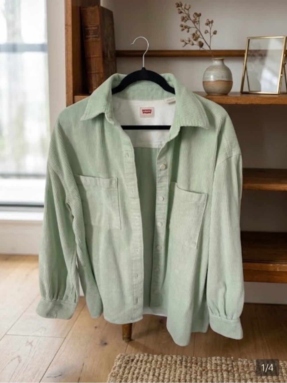 Levi's Sage Green Corduroy Oversized Button Down Shirt Jacket Sz M